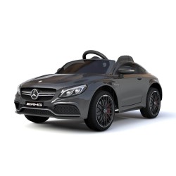 Auto Elettrica per Bambini 12V Mercedes C63 AMG Nera Porte Apribili con telecomando