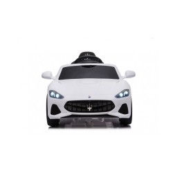MACCHINA ELETTRICA PER BAMBINI 12V MASERATI GRANCABRIO BIANCA CON SEDILE IN PELLE TELECOMANDO PORTE APRIBILI LED E SUONI MP3