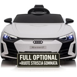 Auto Macchina Elettrica per Bambini 12V Audi RS e-tron GT Sedile Pelle con Telecomando Bianca