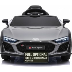 Auto Macchina Elettrica 12V NEW Audi R8 Spyder per Bambini Led MP3 con Telecomando Sedile in pelle Grigia