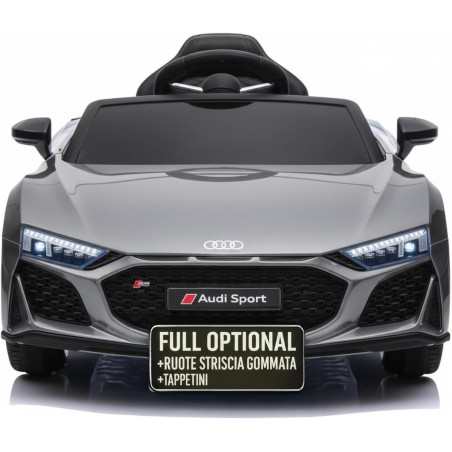 Auto Macchina Elettrica 12V NEW Audi R8 Spyder per Bambini Led MP3 con Telecomando Sedile in pelle Grigia
