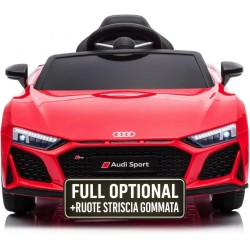 Auto Macchina Elettrica 12V NEW Audi R8 Spyder per Bambini Led MP3 con Telecomando Sedile in pelle Rossa