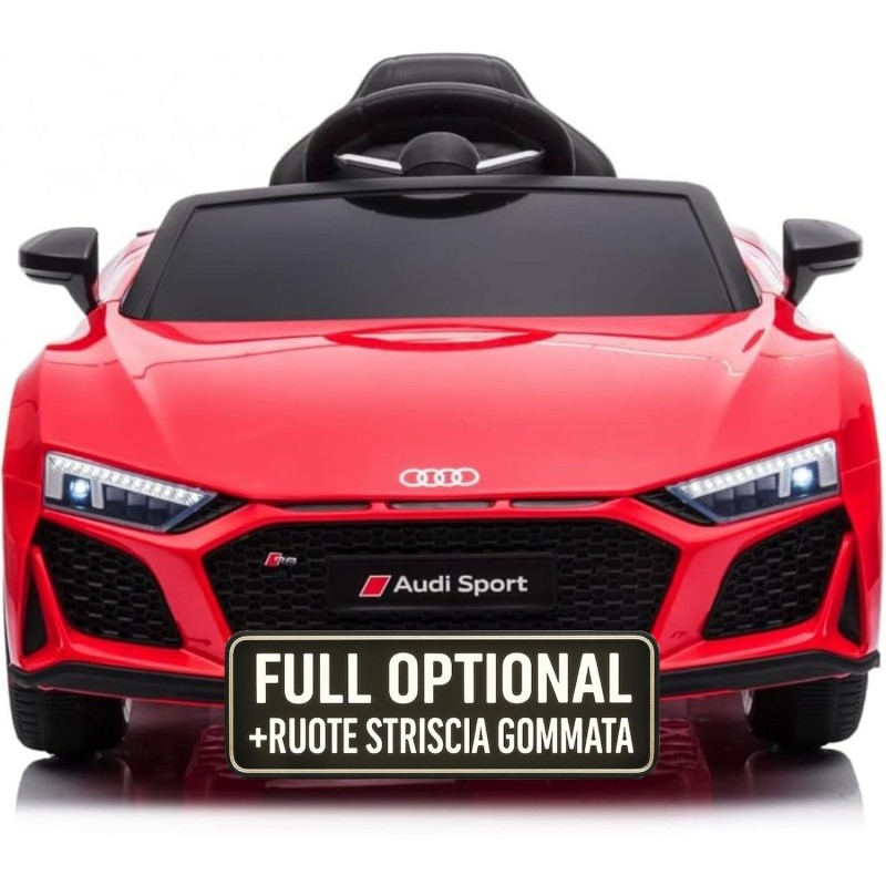 Auto Macchina Elettrica 12V NEW Audi R8 Spyder per Bambini Led MP3 con Telecomando Sedile in pelle Rossa