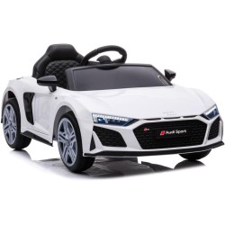 Auto Macchina Elettrica 12V NEW Audi R8 Spyder per Bambini Led MP3 con Telecomando Sedile in pelle Bianca