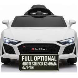 Auto Macchina Elettrica 12V NEW Audi R8 Spyder per Bambini Led MP3 con Telecomando Sedile in pelle Bianca