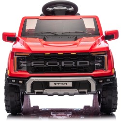 Auto Elettrica Bambini Ford Raptor 12V con Telecomando Porte Apribili, Bluetooth Luci LED e TAPPETINI Inclusi (Rossa)