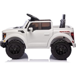 Auto Elettrica Bambini Ford Raptor 12V con Telecomando Porte Apribili, Bluetooth Luci LED e TAPPETINI Inclusi (Bianca)